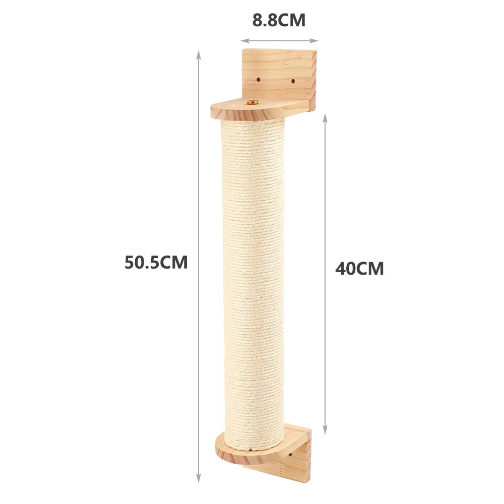 Cat Climbing Shelf Wall Mounted Four Step Stairway With Sisal Scratching Post For Cats Tree Perch Platform Jumping Furniture