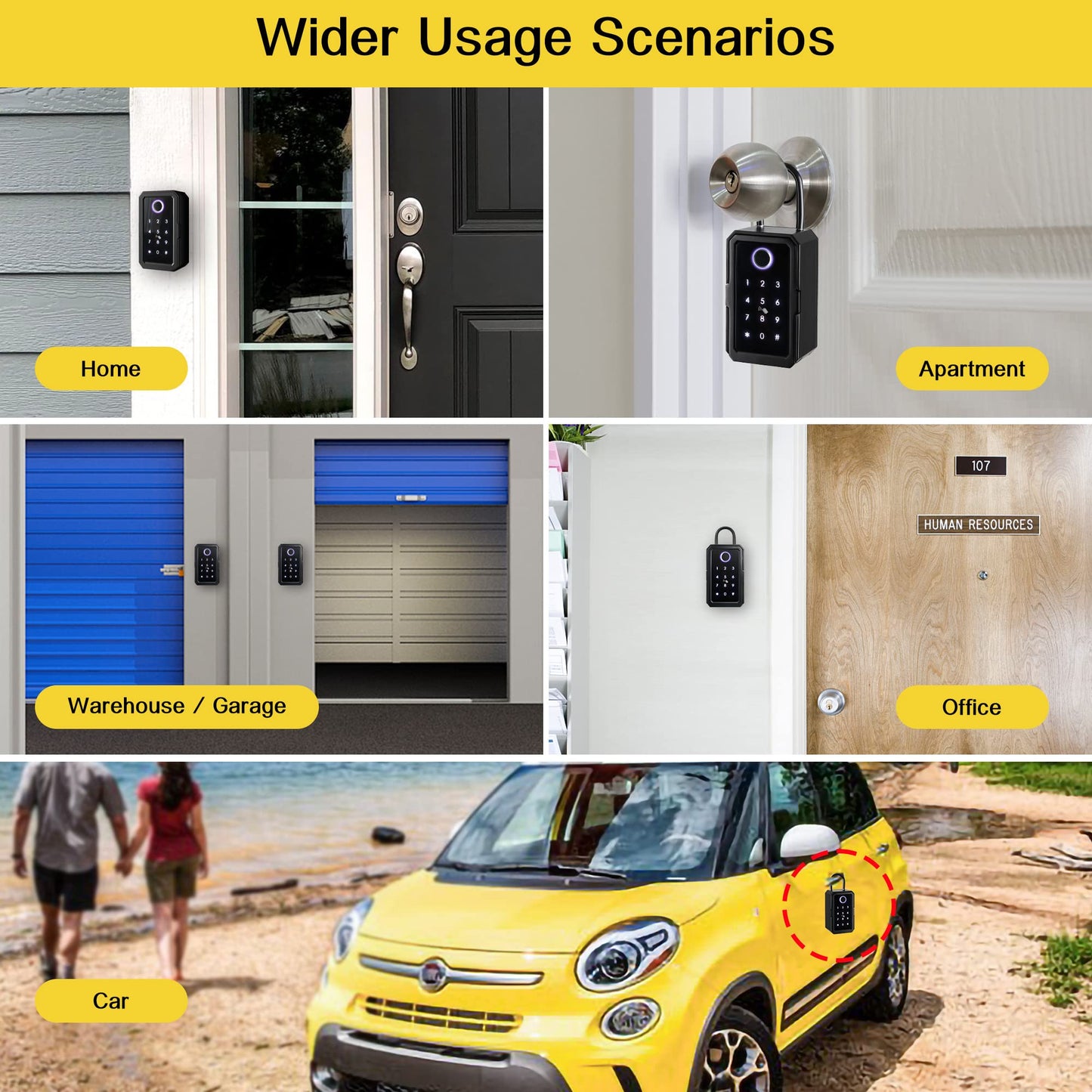 Key Safe Fingerprint Bluetooth Wifi Digital Key Box App Remote Access Wall Mount Combination Security Lockbox