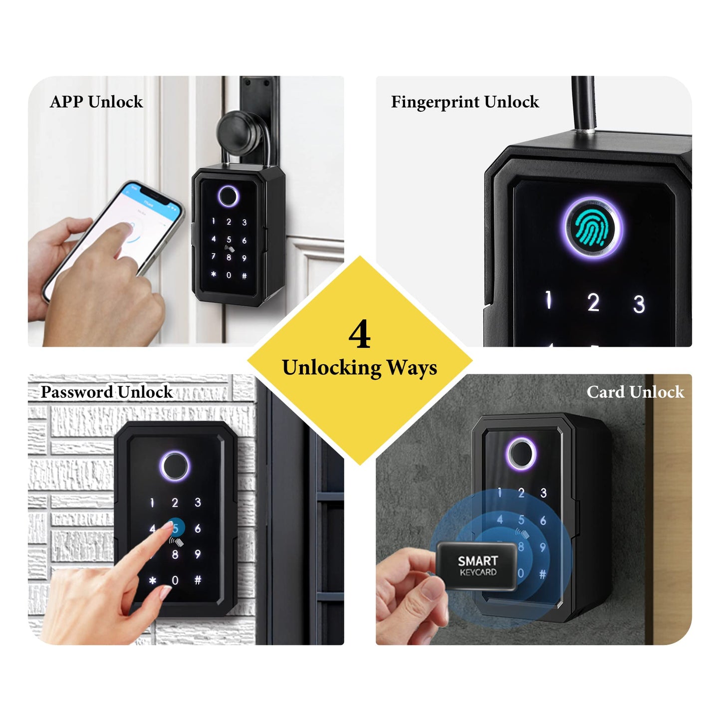 Key Safe Fingerprint Bluetooth Wifi Digital Key Box App Remote Access Wall Mount Combination Security Lockbox