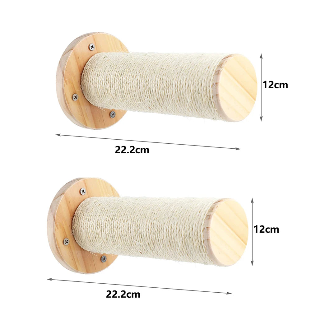 Cat Climbing Shelf Wall Mounted Four Step Stairway With Sisal Scratching Post For Cats Tree Perch Platform Jumping Furniture